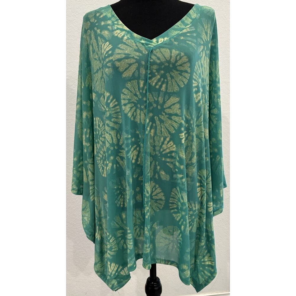 LOGO by Lori Goldstein Colorful Beach to Street Mesh Cover-Up Top Size XL